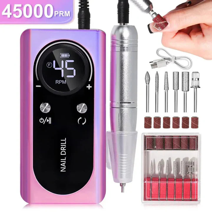 High-Speed 45000rpm Cordless Electric Nail Drill with Quiet Operation for Professional Manicures