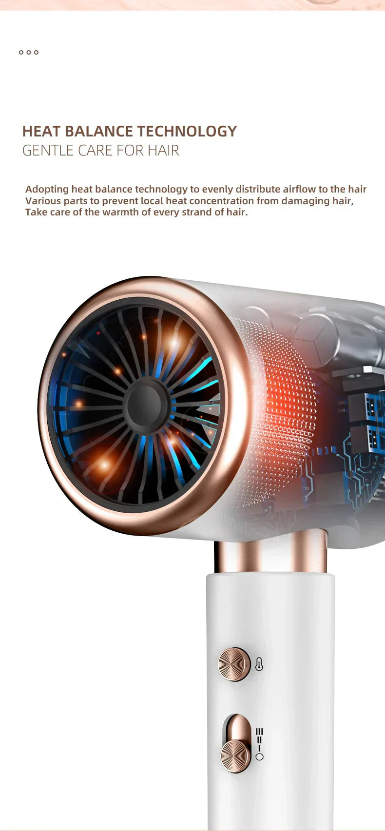 Professional 2400W Ionic Hair Dryer With Hot & Cold Air Function