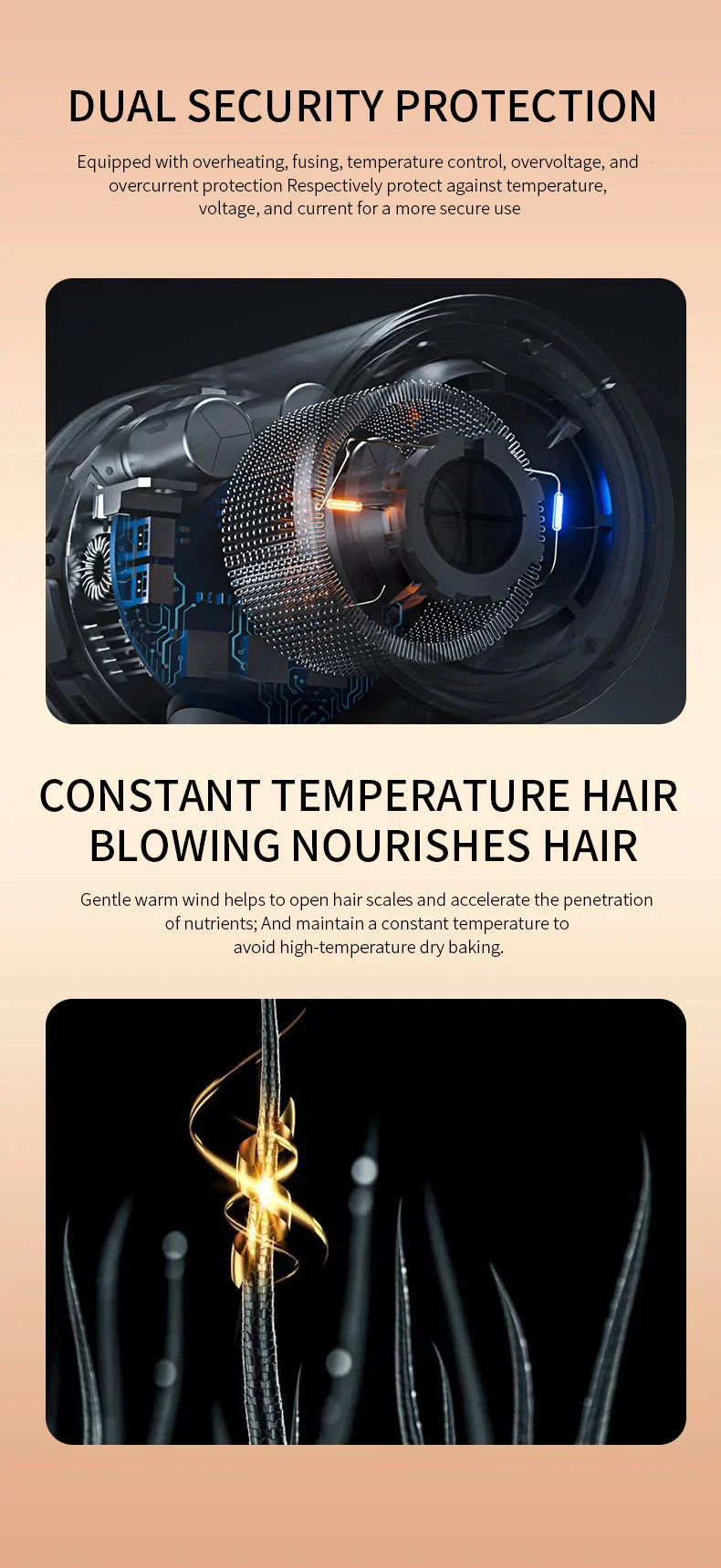 Professional 2400W Ionic Hair Dryer With Hot & Cold Air Function