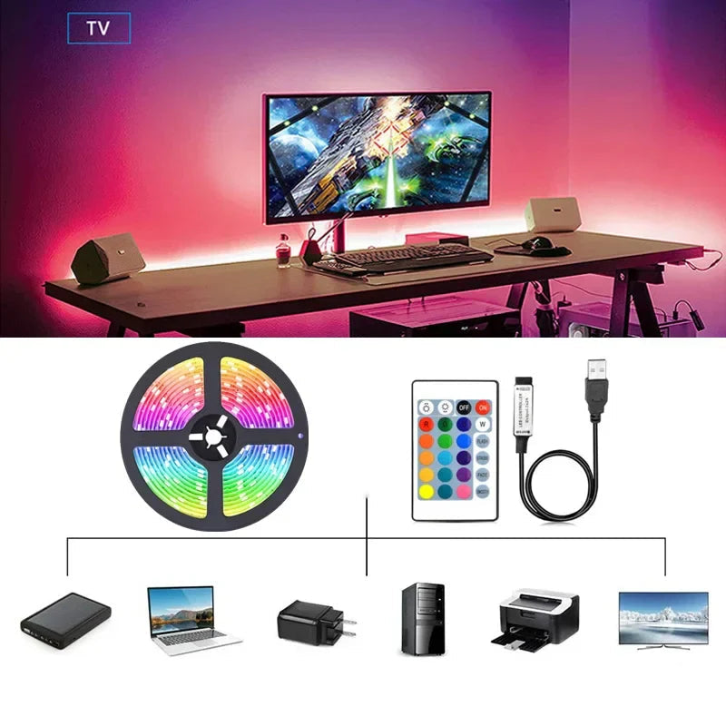 RGB LED Strip with USB – Color-Changing Ambience Light for TV