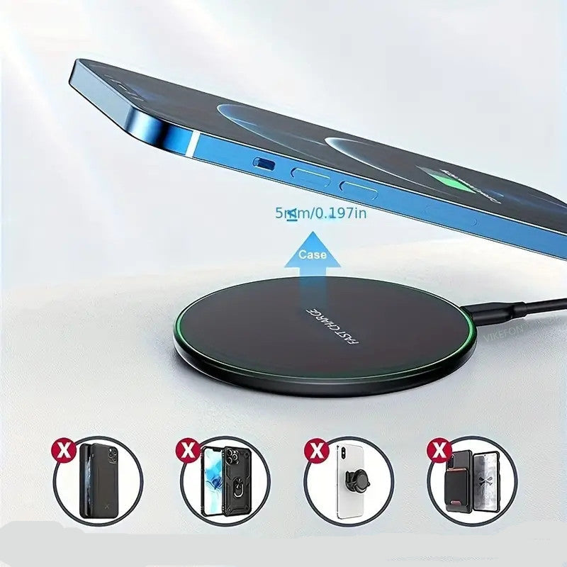 30W Wireless Fast Charging Pad – Qi Induction Charger for iPhone & Android