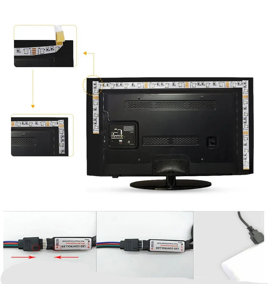 RGB LED Strip with USB – Color-Changing Ambience Light for TV