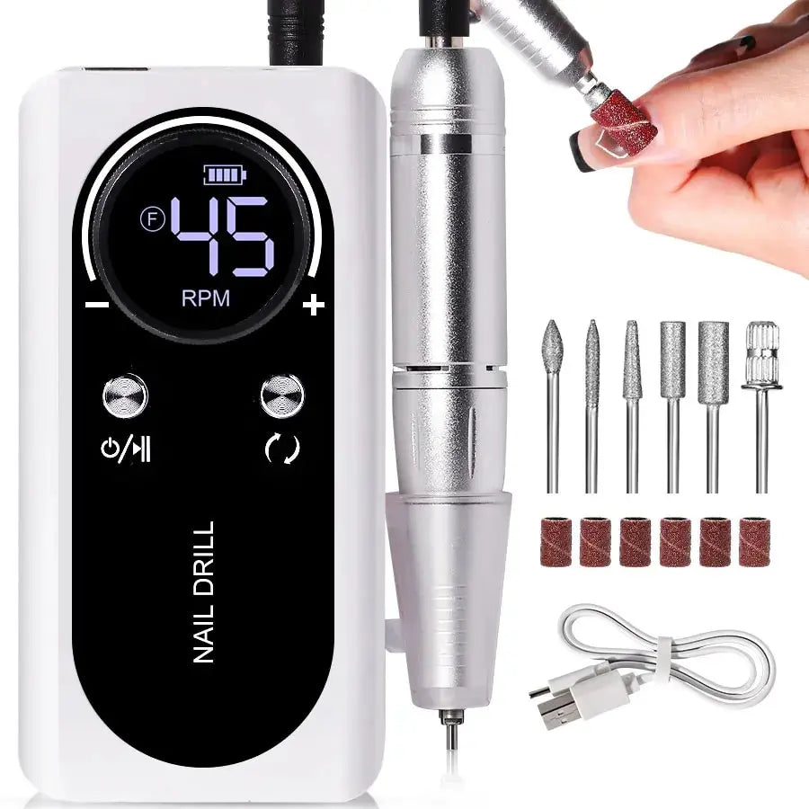 High-Speed 45000rpm Cordless Electric Nail Drill with Quiet Operation for Professional Manicures