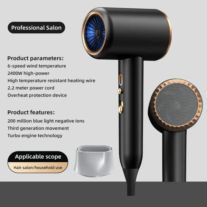 Professional 2400W Ionic Hair Dryer With Hot & Cold Air Function