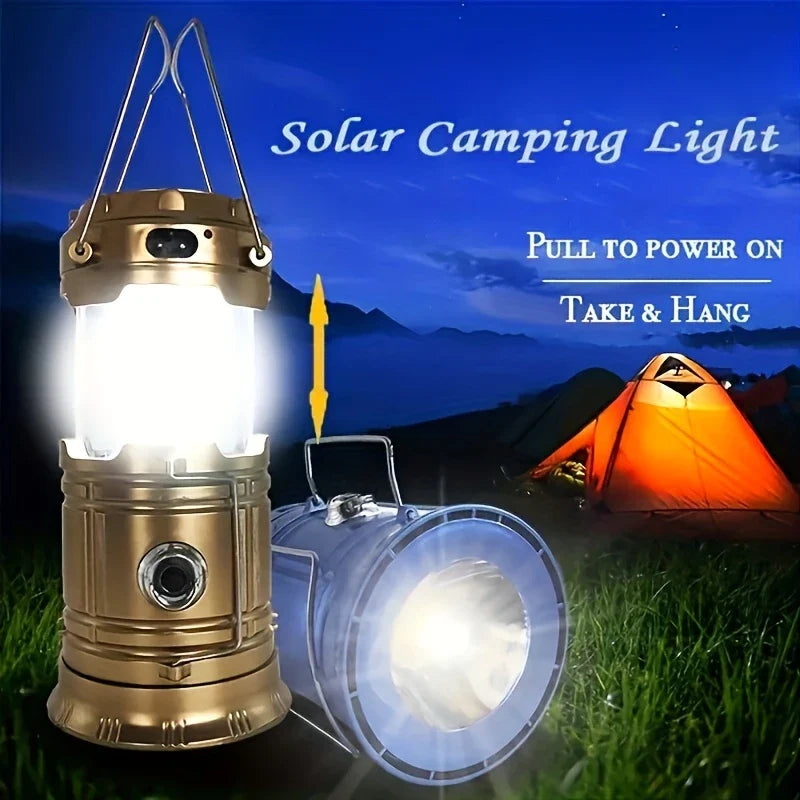 Solar-Powered Camping Lantern with USB Charging – Portable LED Light for Outdoor Adventures and Emergencies