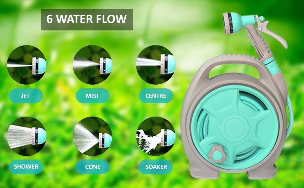 Compact Garden Hose Reel with Spray Nozzle – Convenient Watering Solution for Outdoors