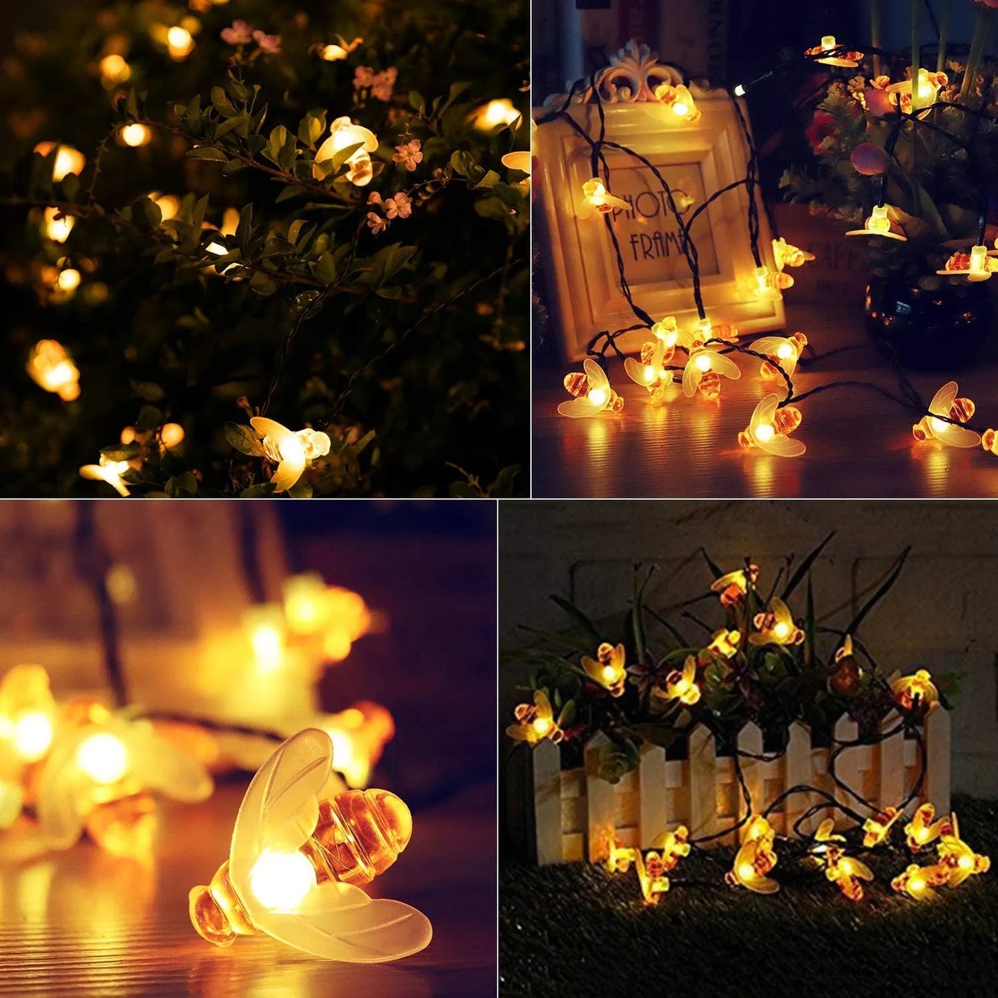 Solar LED Bee Fairy Lights - Decorative Outdoor Lighting for Garden and Patio