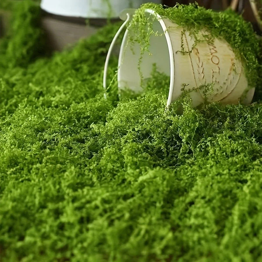 Decorative Artificial Moss with Flowers - Faux Moss for Landscaping and Floristry