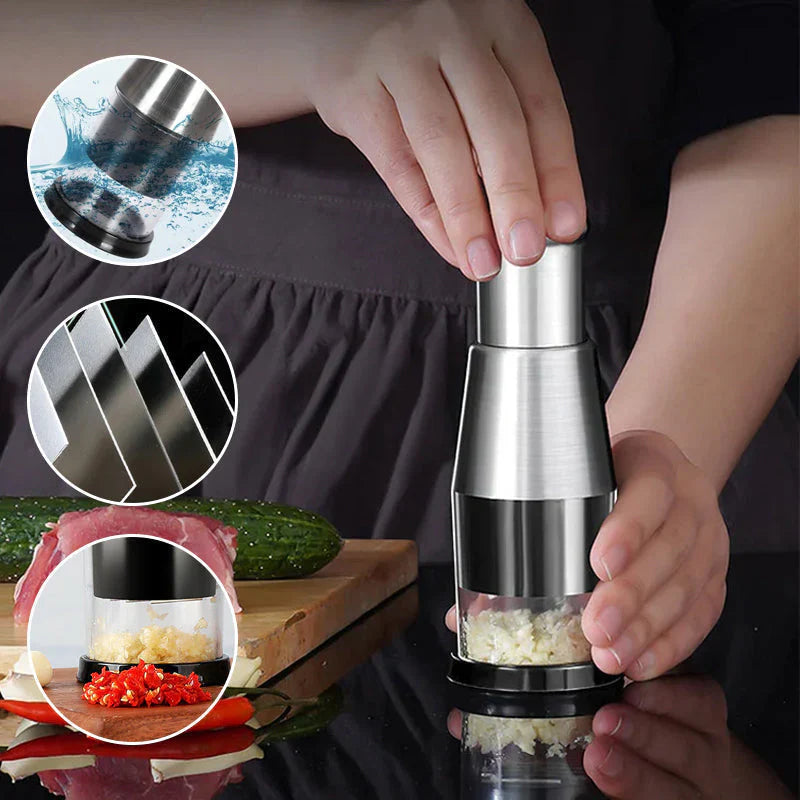 Stainless Steel Multifunctional Garlic and Vegetable Chopper - Effortless Quick Cutting Tool