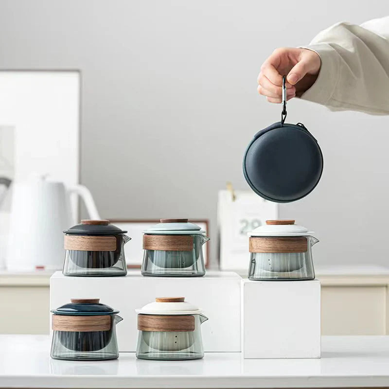 Stylish Portable Tea Set with Teapot and Cups – Travel-Friendly