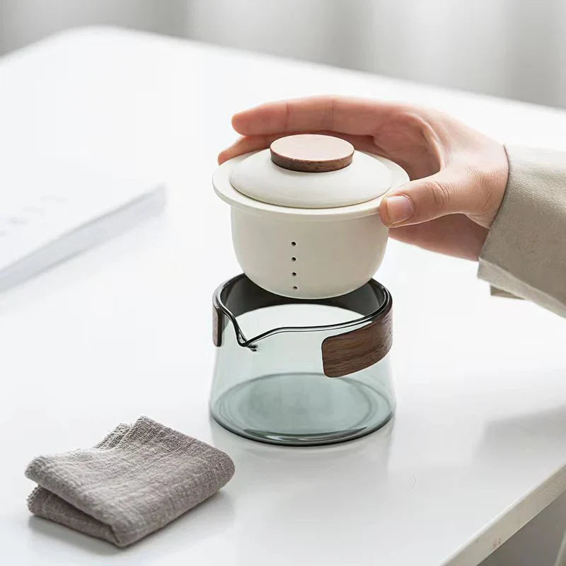 Stylish Portable Tea Set with Teapot and Cups – Travel-Friendly