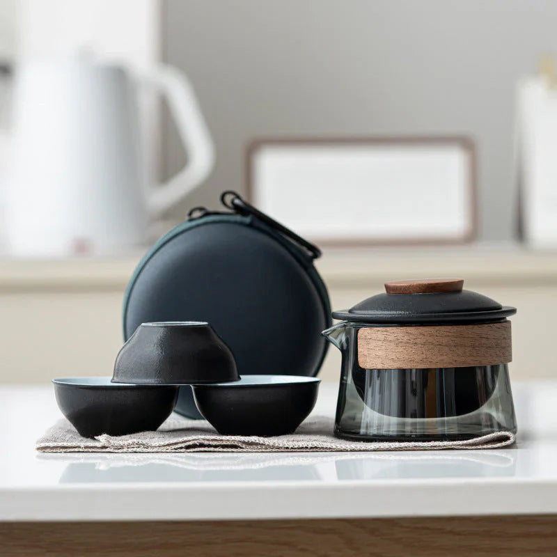 Stylish Portable Tea Set with Teapot and Cups – Travel-Friendly