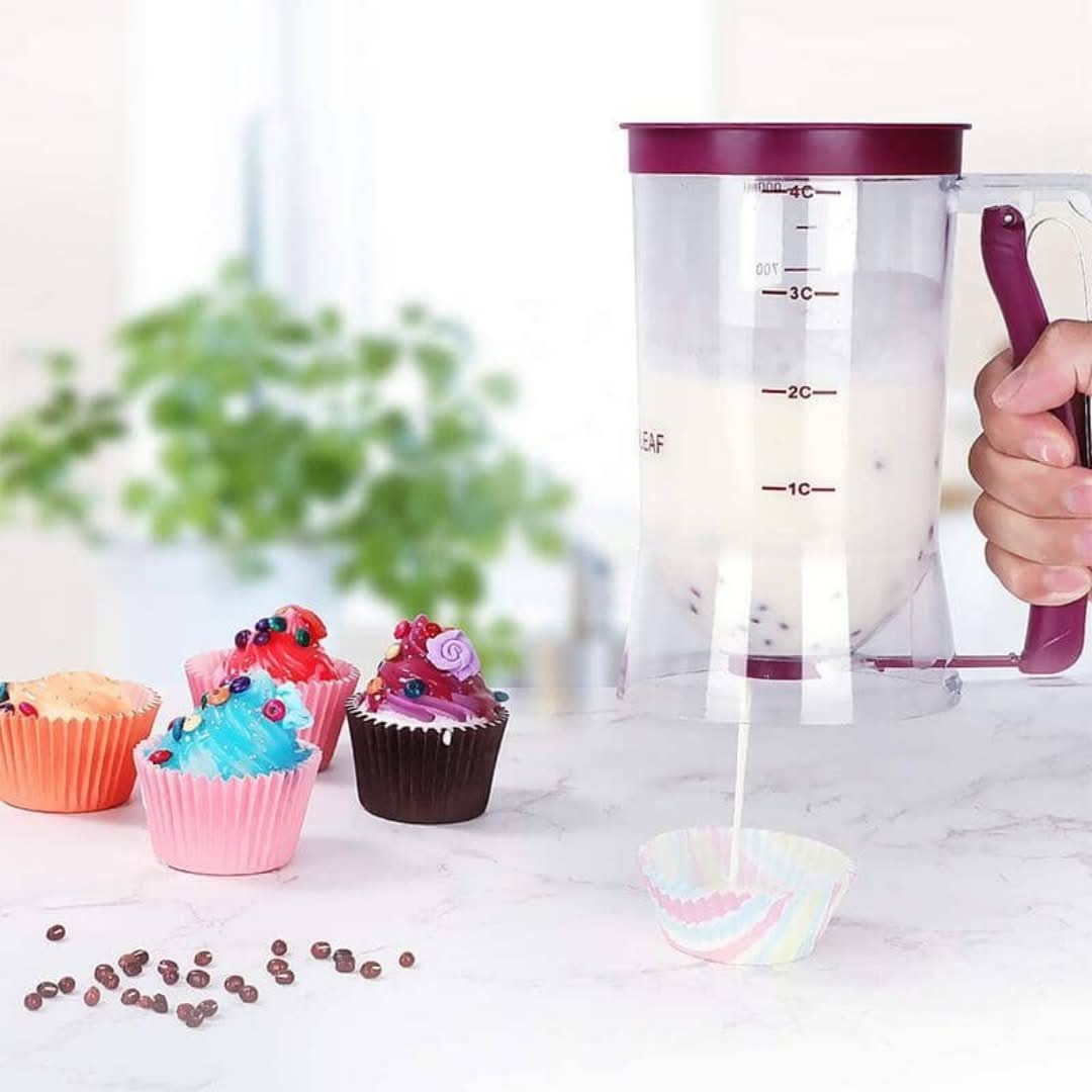 Precision Batter Dispenser with Measuring Scale and Easy-Pour Spout for Pancakes, Muffins, and Cakes