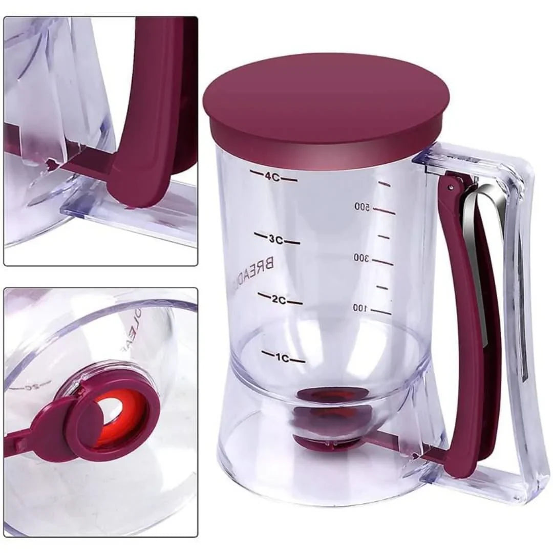 Precision Batter Dispenser with Measuring Scale and Easy-Pour Spout for Pancakes, Muffins, and Cakes