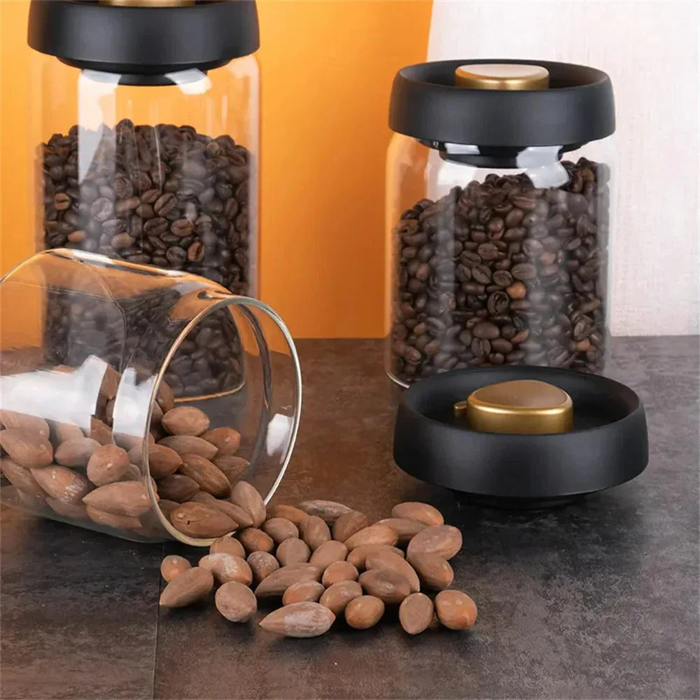 Airtight Glass Coffee Bean Storage Jar with Flavor-Saving Lid for Maximum Freshness