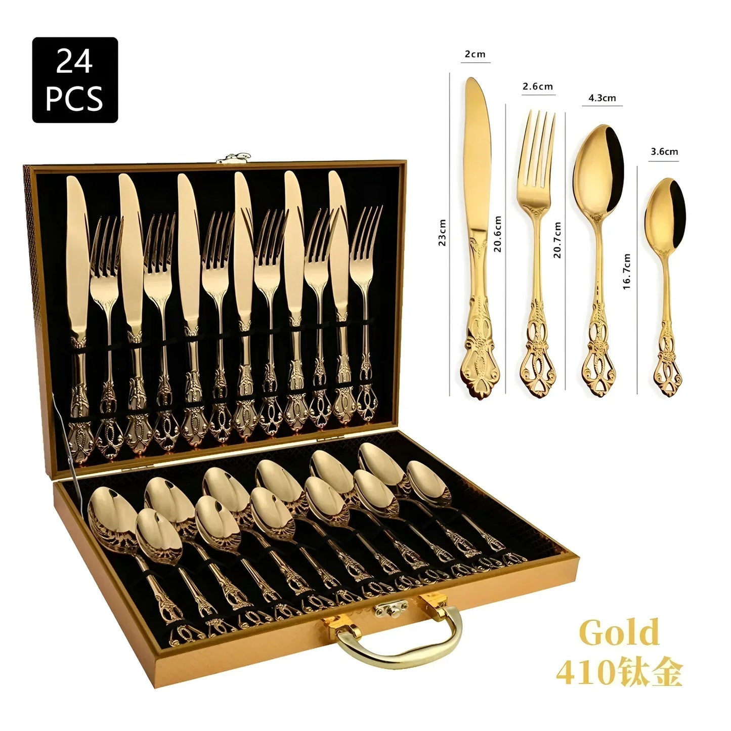 24-Piece Gold Flatware Set – Elegant Cutlery for Luxurious Dining