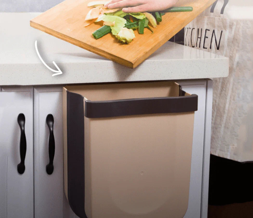 Space-Saving Wall-Mounted Waste Bin - Foldable Trash Bin for Kitchen Organization