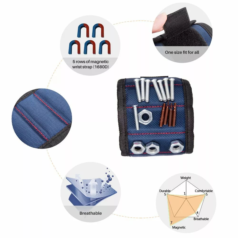 Magnetic Wrist Tool Holder - Convenient Storage for Screws, Nails, and Small Tools