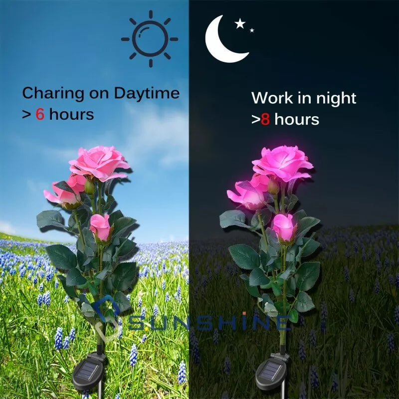 Solar-Powered Garden Rose Lights – Decorative Outdoor Lighting with Solar Panel