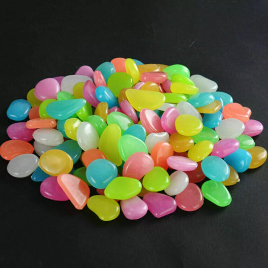 Glow-in-the-Dark Garden Pebbles – Colorful Phosphorescent Stones for Outdoor Decor