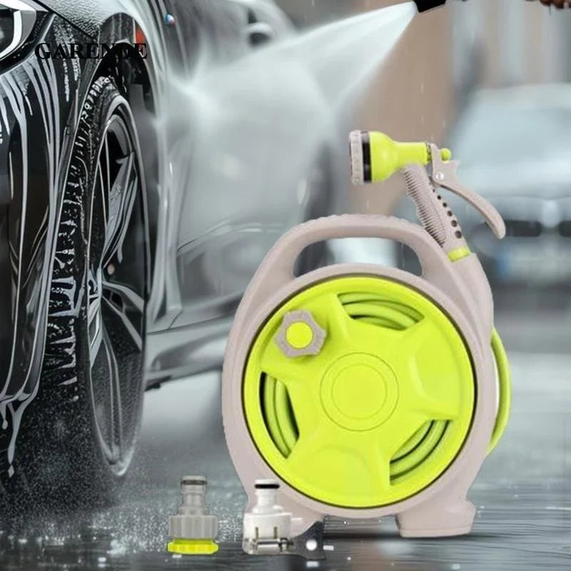 Compact Garden Hose Reel with Spray Nozzle – Convenient Watering Solution for Outdoors
