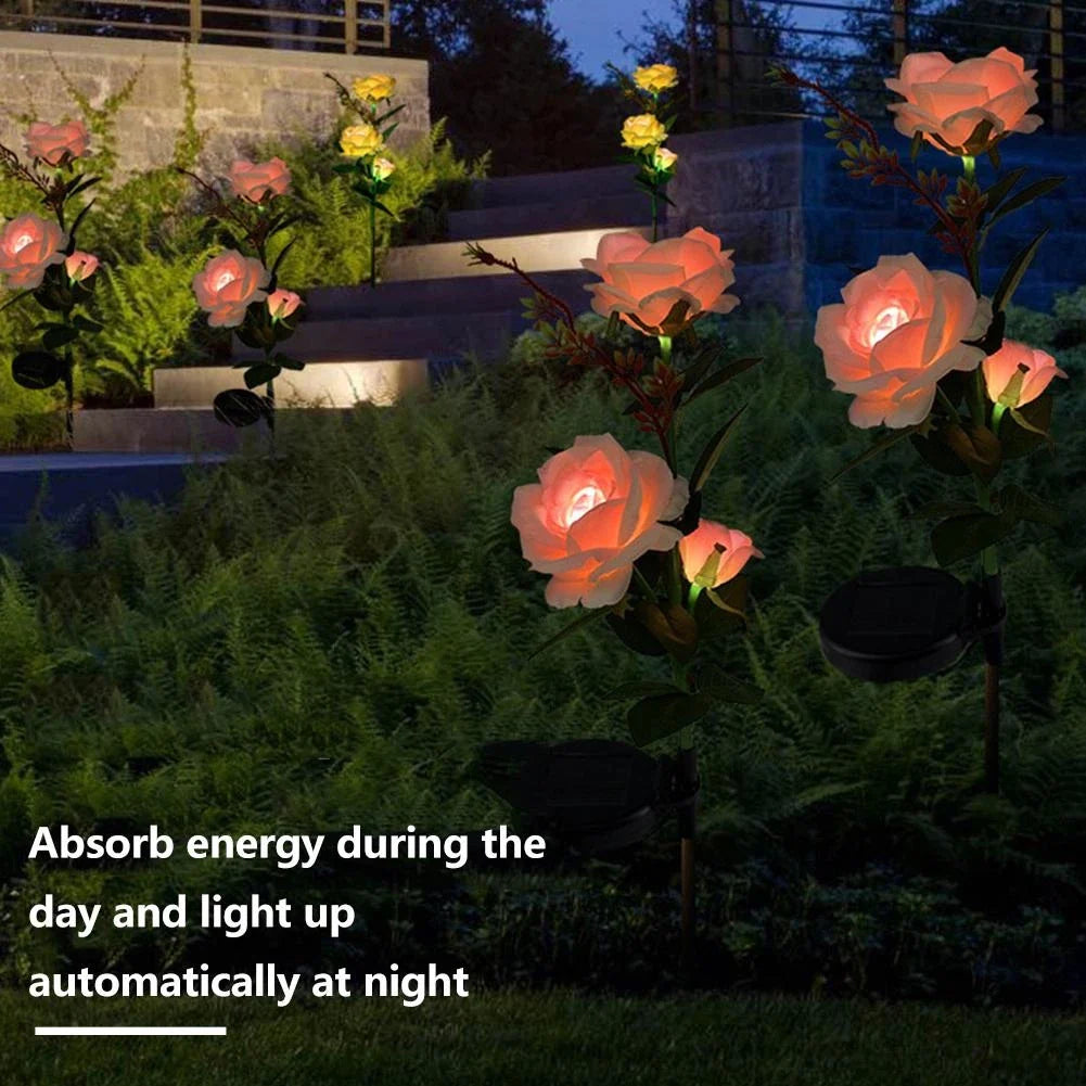 Solar-Powered Garden Rose Lights – Decorative Outdoor Lighting with Solar Panel