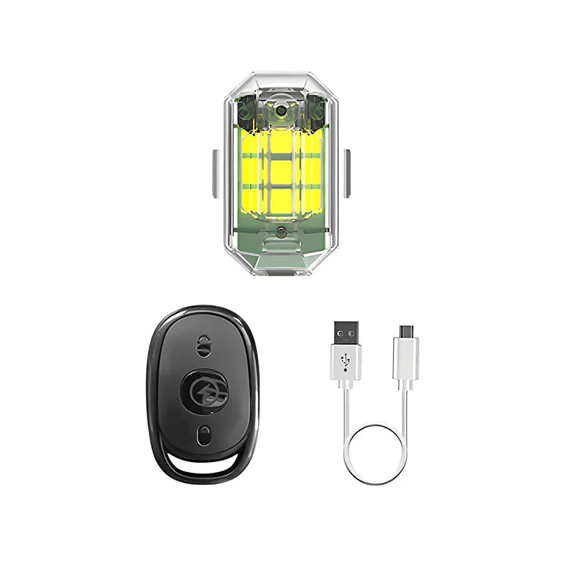 Rechargeable Wireless LED Motorcycle Tail Light with Remote Control for Brake and Warning Signals