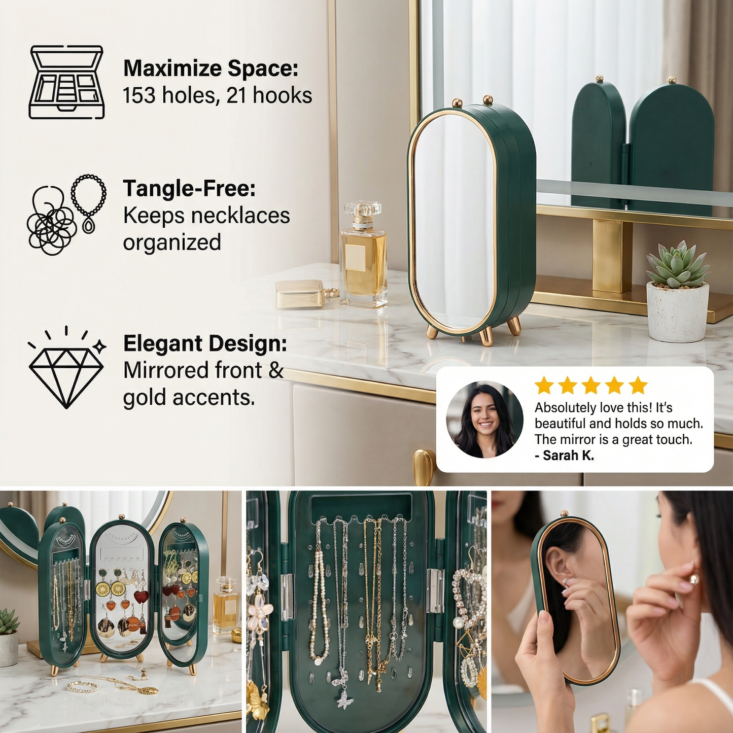 Elegant Jewelry Storage Box With Mirror