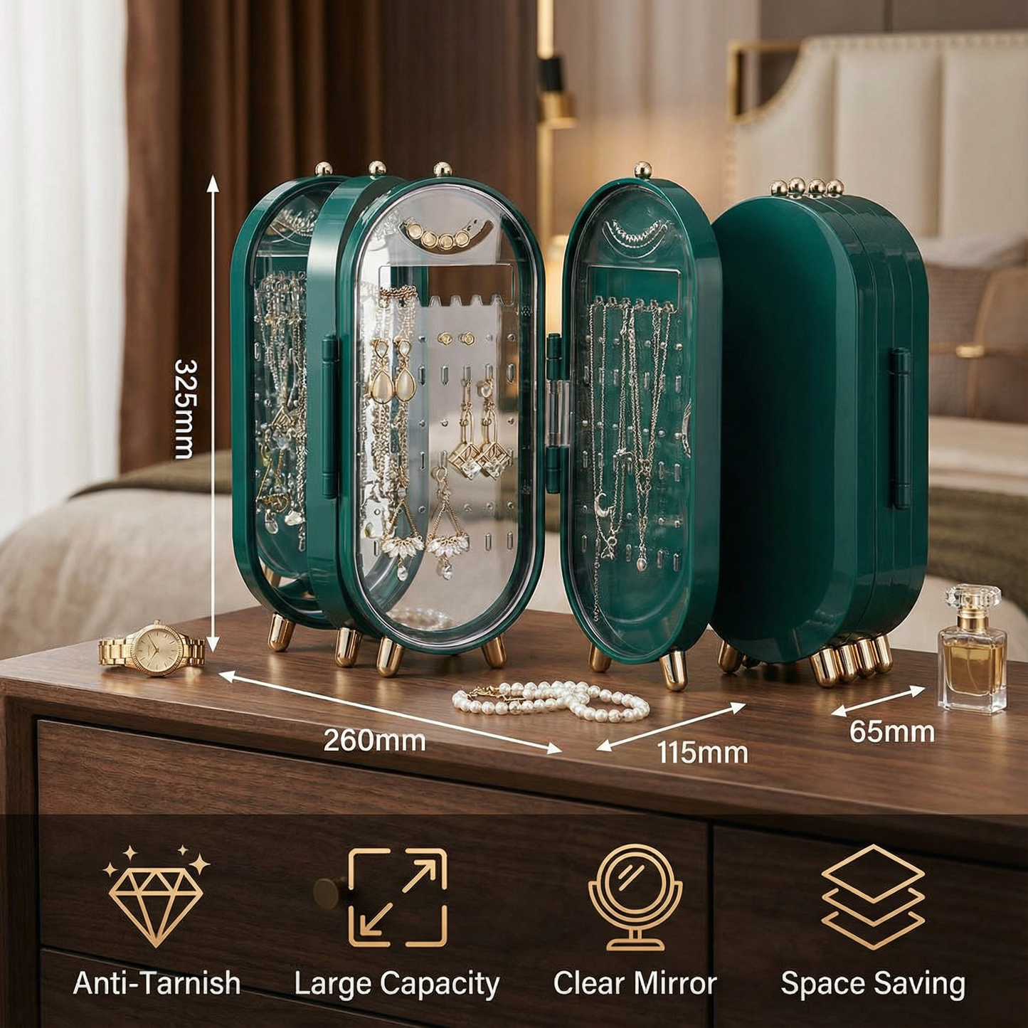 Elegant Jewelry Storage Box With Mirror