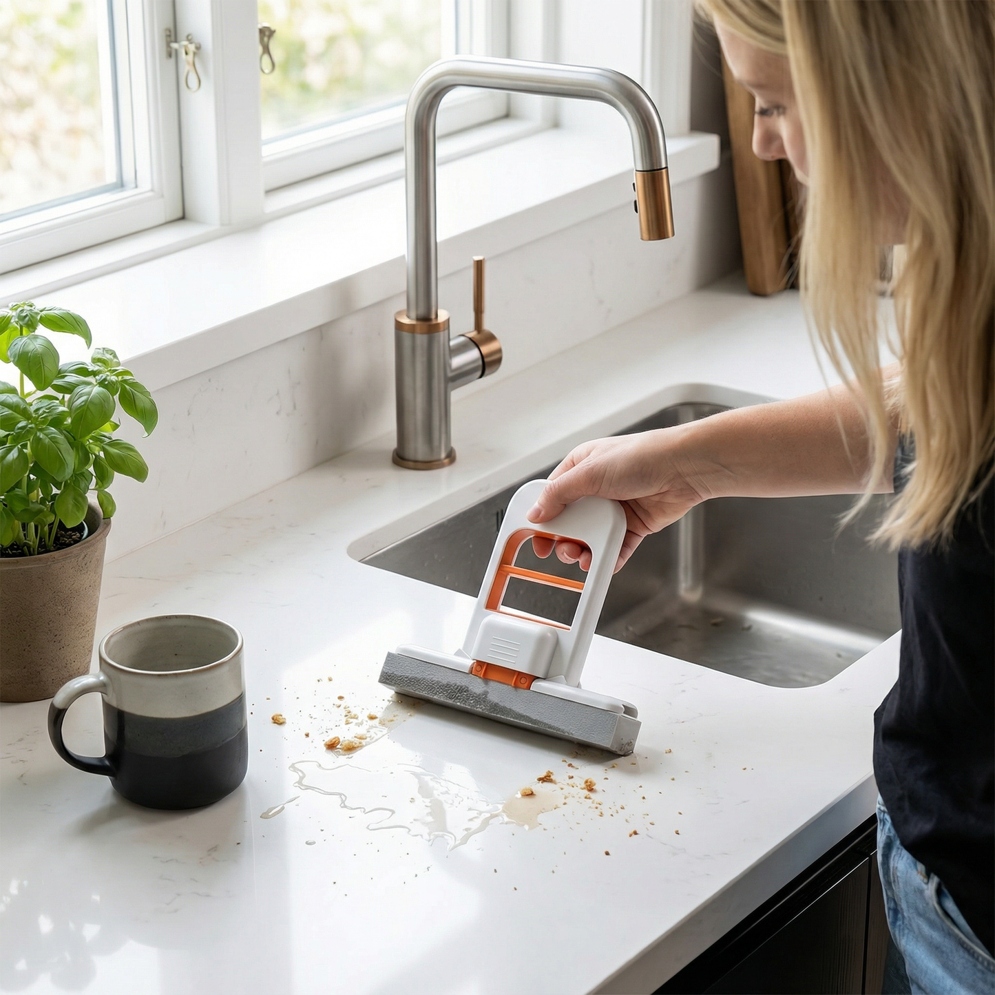 Hands-Free Mini Sponge Mop – Ultra-Absorbent All-Purpose Cleaning Mop for Kitchen, Bathroom & Car